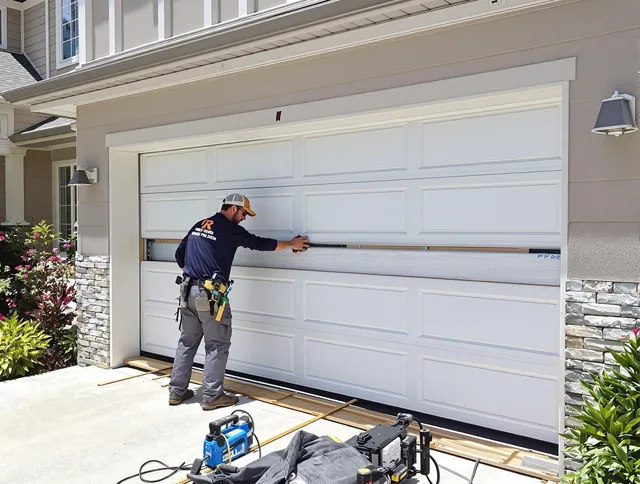 Wildomar Garage Door Repair team performing complete garage door replacement at Wildomar residence