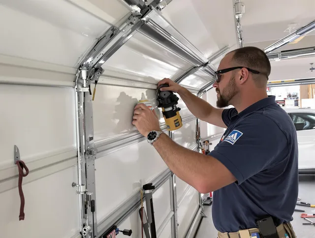 Wildomar Garage Door Repair technician quieting a noisy garage door in Wildomar